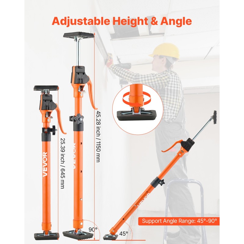 2-osainen säädettävä kaappinostin tukitankosarja hiiliteräs 64.5–115 cm 100 kg