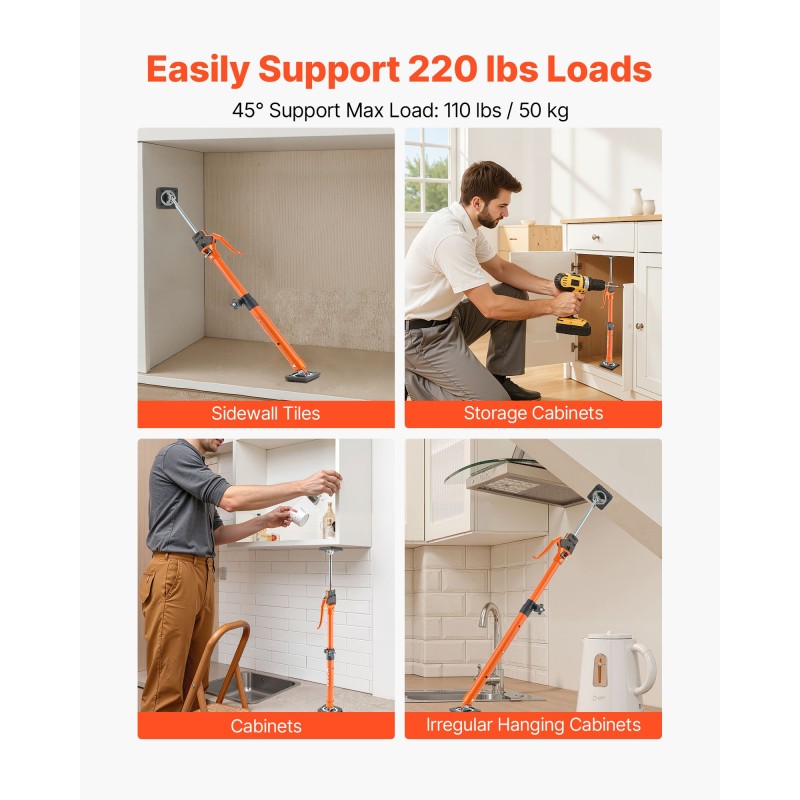 2-osainen säädettävä kaappinostin tukitankosarja hiiliteräs 64.5–115 cm 100 kg