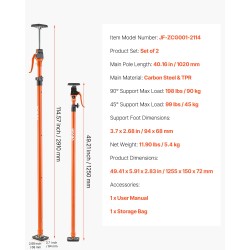 Teleskooppinen tukitankosarja hiiliteräs 125–291 cm 2 kpl 90 kg kaappien asennukseen