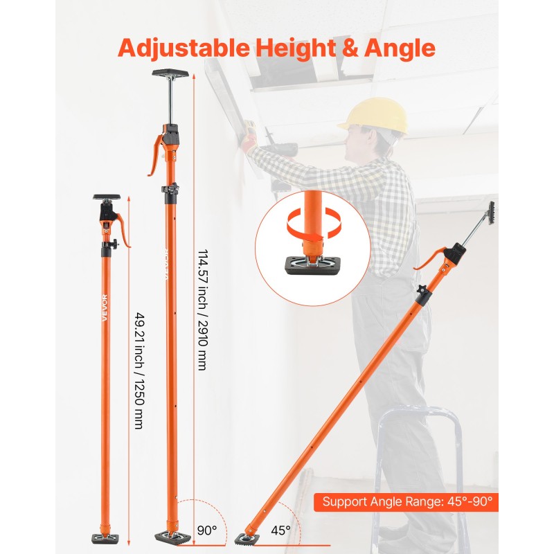 Tukitankosarja 4 kappaleen hiiliteräs TPR 125–291 cm kaappien ja kipsilevyjen tuentaan