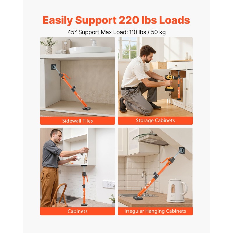 Teleskooppinen tukitankosarja 2 kappaleen hiiliteräs 48–75 cm 100 kg asennustuki