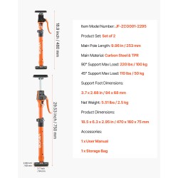 Teleskooppinen tukitankosarja 2 kappaleen hiiliteräs 48–75 cm 100 kg asennustuki
