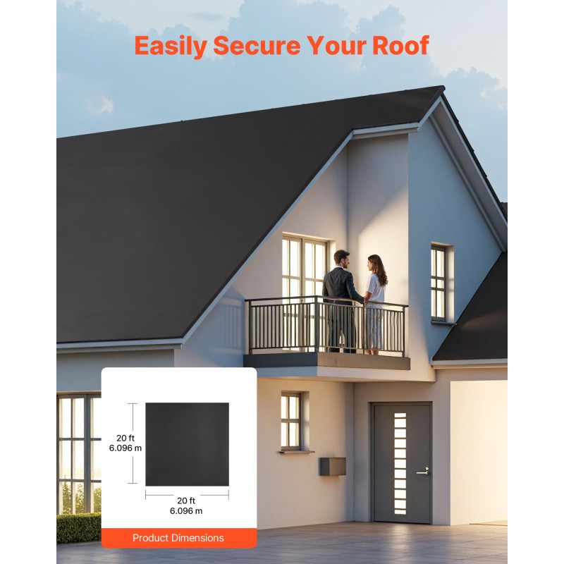 EPDM-kattorulla 1,14 mm 6,1 m x 6,1 m musta vedeneristykseen