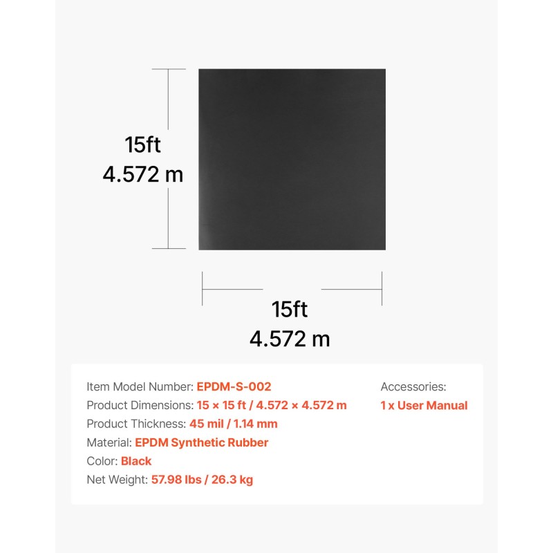 Kattorulla EPDM-kumikalvo 45 mil vedenpitävä kattovedeneristykseen