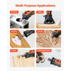 Akkukäyttöinen monitoimityökalu 136-osainen 8 V 5-portainen nopeudensäätö