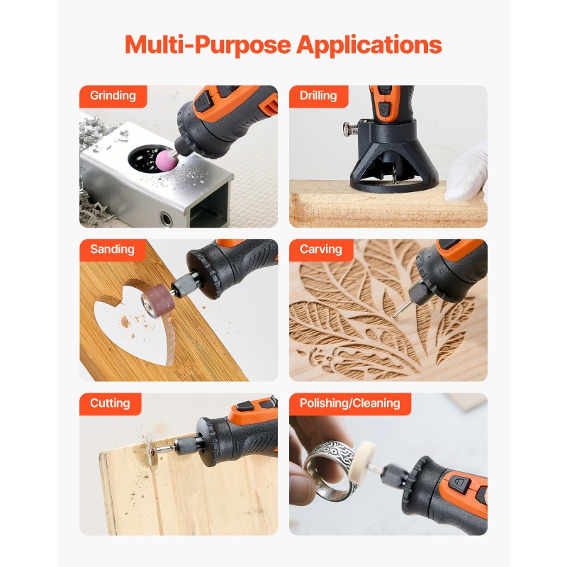 Akkukäyttöinen monitoimityökalu 136-osainen 8 V 5-portainen nopeudensäätö