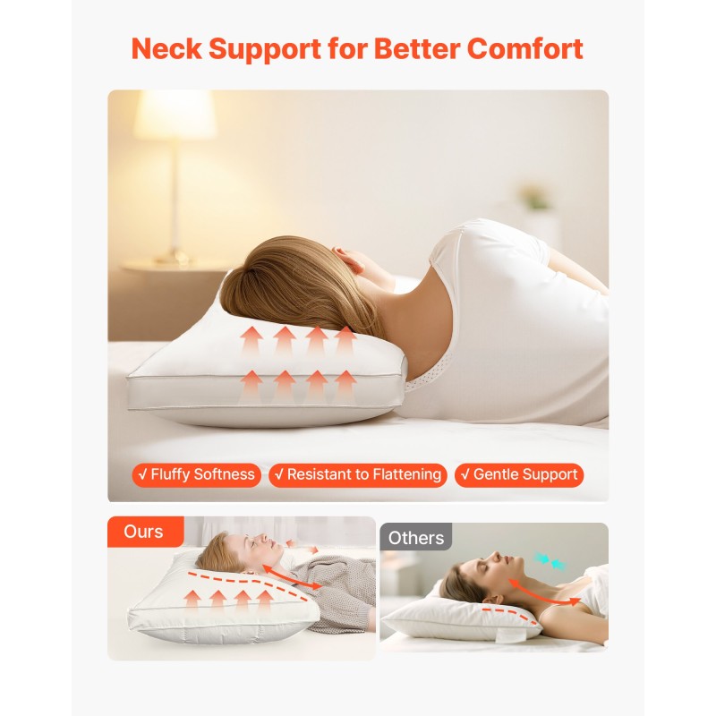 Tyynyt 2 kpl queen-kokoiset hanhenuntuva täyte puuvillapäällinen niskantuki