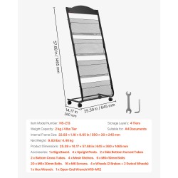 Esiteteline 4-tasoinen A4 pyörillä lattiamalli lisäsäilytystasolla