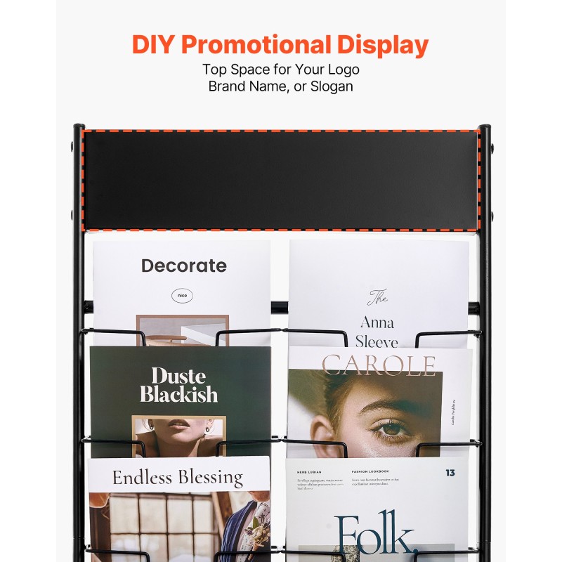 Esiteteline metallinen lattialla seisova 20 tasoa A4-asiakirjoille lisäsäilytystasolla