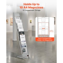 Esiteteline lattiatasoinen metallinen A4 10 tasoa alahyllyllä