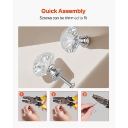 Kaapin nupit 12 kpl läpinäkyvä akryyli ja sinkkiseos Ø31×28 mm timantinmuotoinen