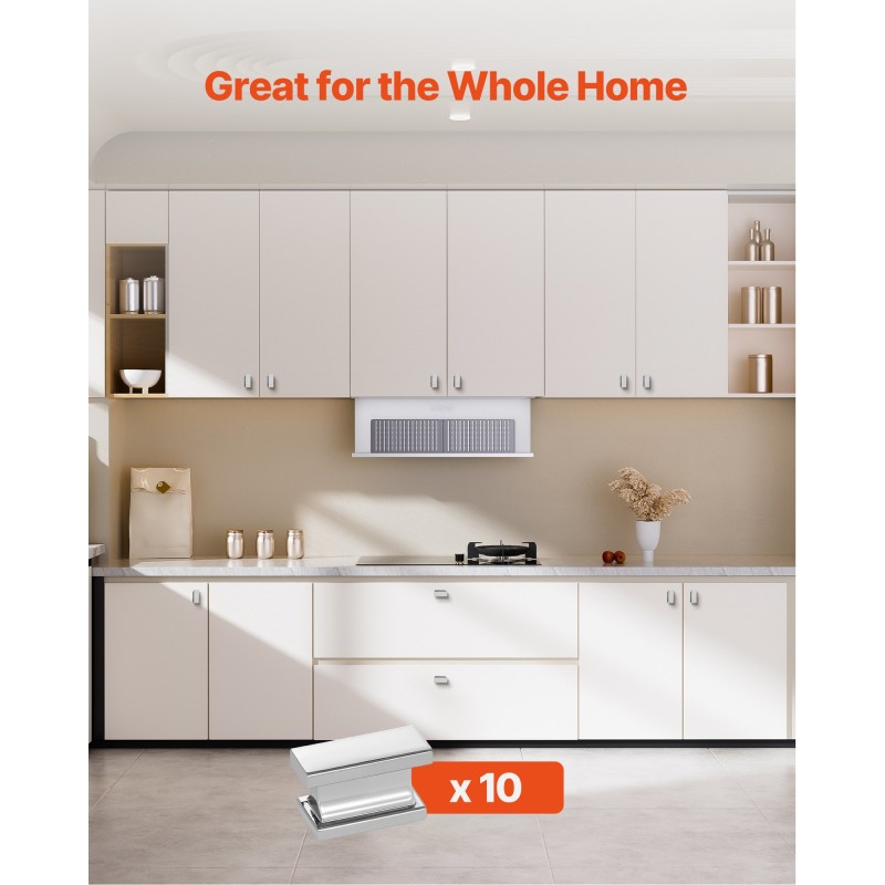 Kaapin ja laatikon suorakulmaiset nupit 10 kappaletta sinkkiseos kromi