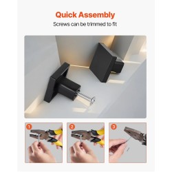 Kaapin nupit sinkkiseos neliö 30x30 mm 10 kpl musta