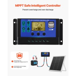 Aurinkopaneeli 20W 12V akkujen ylläpitolataukseen yksikiteinen MPPT-ohjaimella IP67