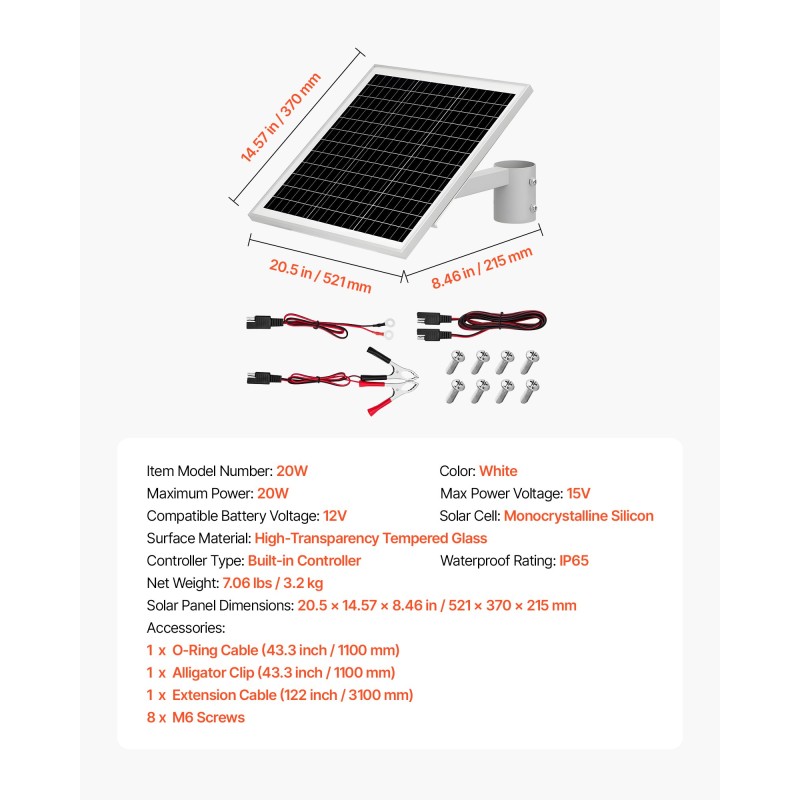 Aurinkopaneelilaturi 20W 12V ylläpitolataukseen yksikiteinen roiskevesisuojattu sisäänrakennettu ohjain