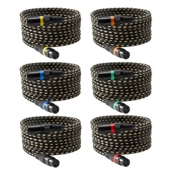 XLR mikrofonikaapelisetti 6 kpl 7 62 m kultapinnoitetuilla 3 napaisilla liittimillä