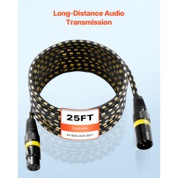 XLR-mikrofonikaapelisetti 6 kpl 7,62 m kultapinnoitetuilla 3-napaisilla liittimillä