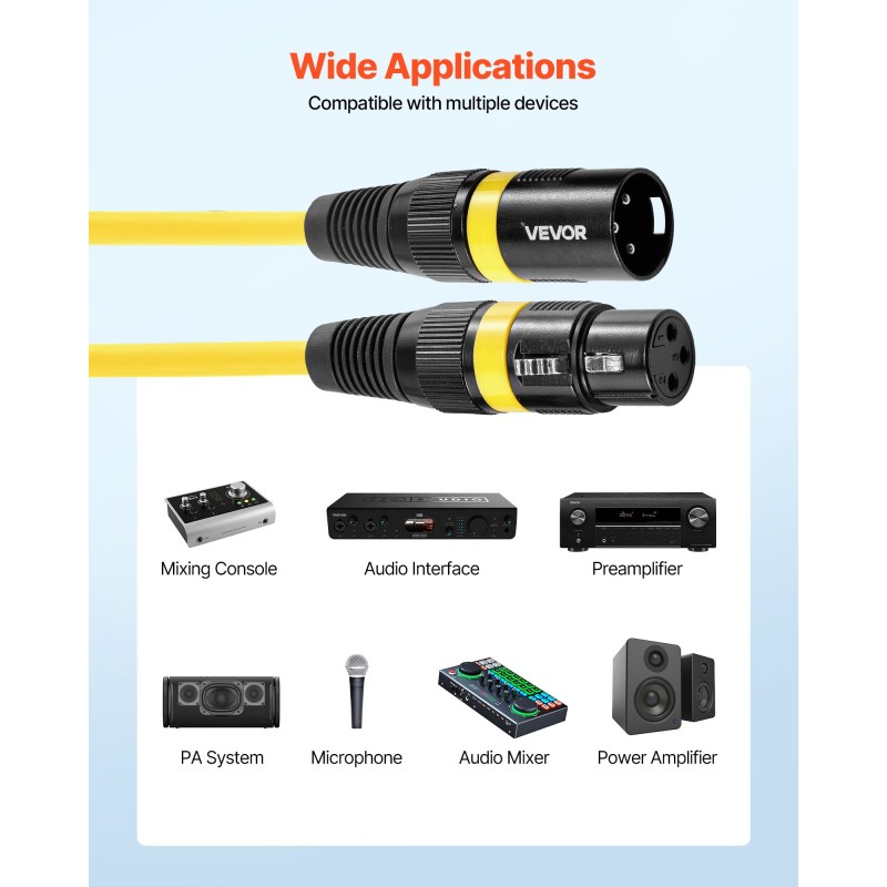 XLR-mikrofonikaapelit yksimetriset kymmenen kappaleen setti kolminapaiset kullatuilla pinnoilla