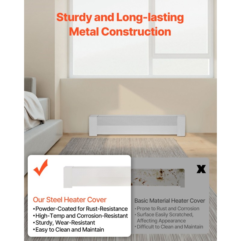 Jalkalistan lämmittimen etupaneeli Q235A-teräs 916 mm valkoinen puoliksi avoin reikäkuvio