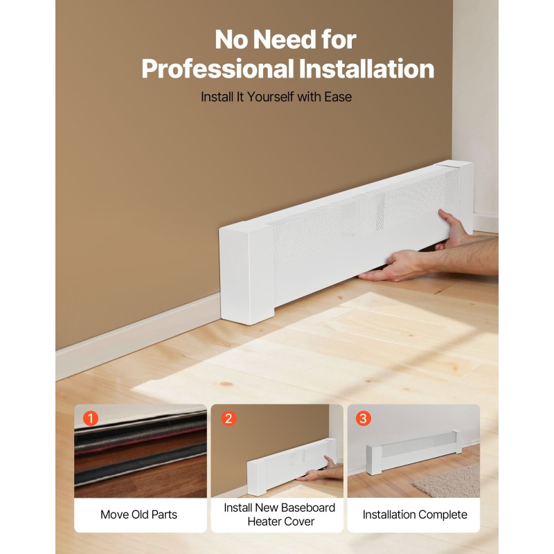 Jalkalistan lämmittimen etupaneeli Q235A-teräs 916 mm valkoinen puoliksi avoin reikäkuvio