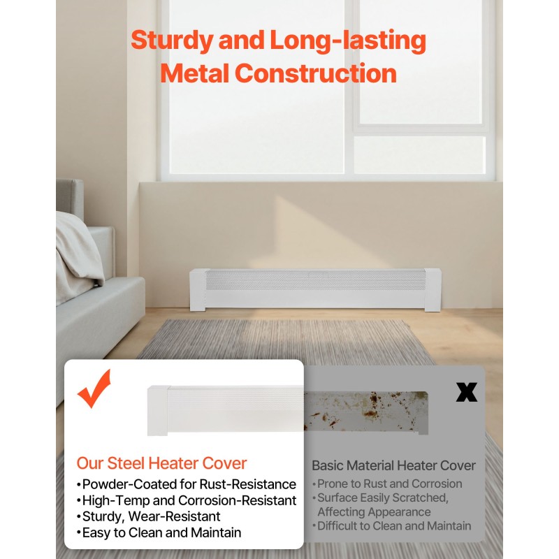 Patterinsuojus jalkalistalämmittimelle Q235A teräs 1221 mm valkoinen