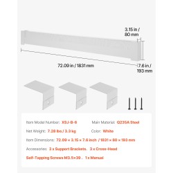 Jalkalistalämmittimen suojus teräs 1831 mm valkoinen ritilärakenne