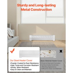 Teräksinen patterin etupaneelin suojus 917 mm valkoinen avoin ritilärakenne