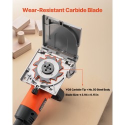 Lamellijyrsin 760 watin moottorilla kuusi syvyysasetusta kovametalliterällä pölypussilla huonekalujen liitoksiin