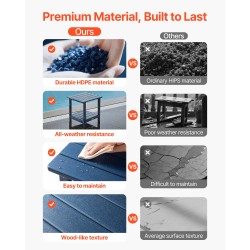 Ulkosivupöytä HDPE-muovista 450x380x440 mm kaksitasoinen sininen