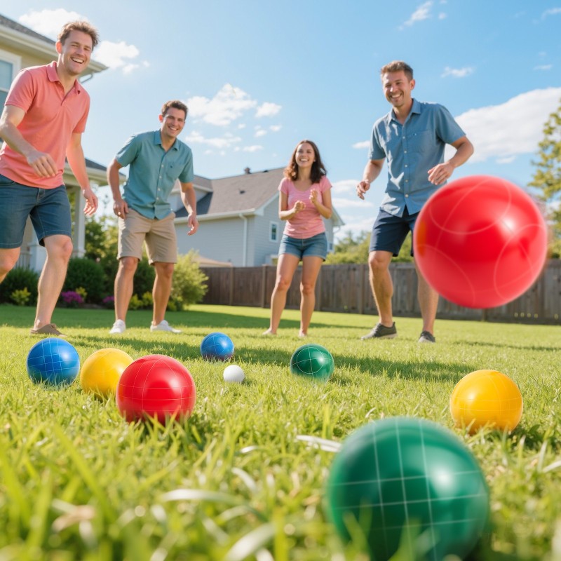 Bocce-pallot 100 mm polyesterihartsiset 8 kpl ja pallino kantolaukulla ulkokäyttöön