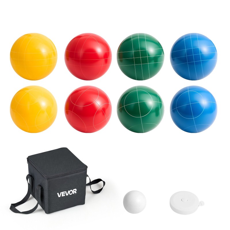Bocce-pallot 100 mm polyesterihartsiset 8 kpl ja pallino kantolaukulla ulkokäyttöön
