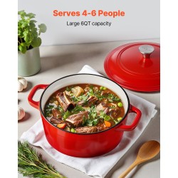 Emaloitu valurautapata 5,68 litraa uuni- ja induktioliedelle kannella ja kahvoilla