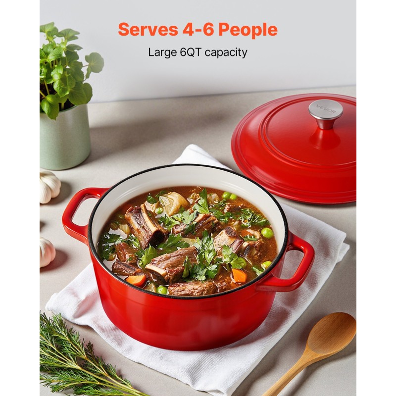 Emaloitu valurautapata 5,68 litraa uuni- ja induktioliedelle kannella ja kahvoilla