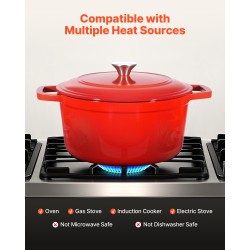 Emaloitu valurautapata 5,68 litraa uuni- ja induktioliedelle kannella ja kahvoilla