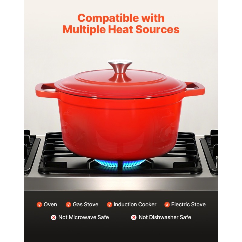 Emaloitu valurautapata 5,68 litraa uuni- ja induktioliedelle kannella ja kahvoilla