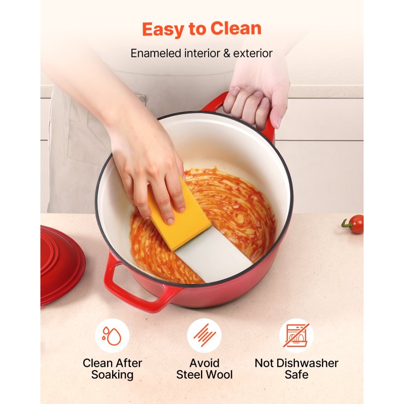 Emaloitu valurautapata 5,68 litraa uuni- ja induktioliedelle kannella ja kahvoilla