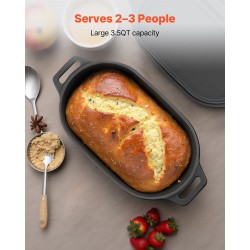 Valurautainen emaloitu kannellinen pata 3,31 l leivontaan ja hauduttamiseen uunille ja induktioliedelle