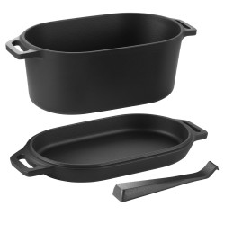 Valurautainen emaloitu kannellinen pata 3,31 l leivontaan ja hauduttamiseen uunille ja induktioliedelle