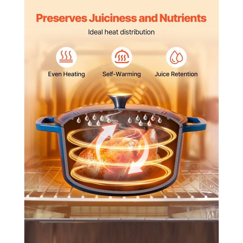 Valurautainen emaloitu pata 5,7 l uuninkestävä kansi mukana induktiolle sopiva