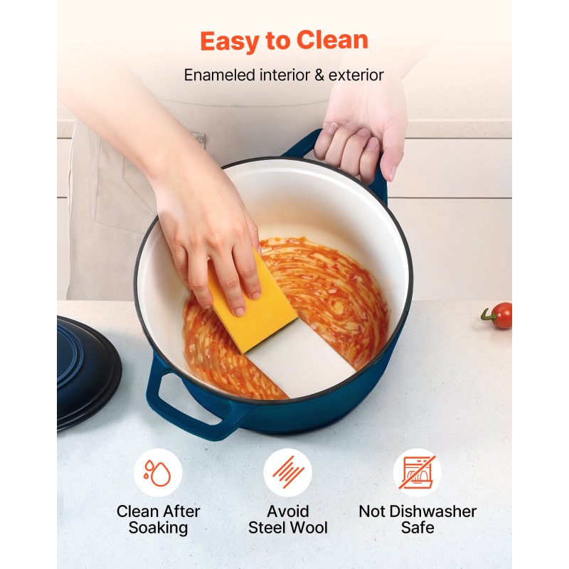 Valurautainen emaloitu pata 5,7 l uuninkestävä kansi mukana induktiolle sopiva