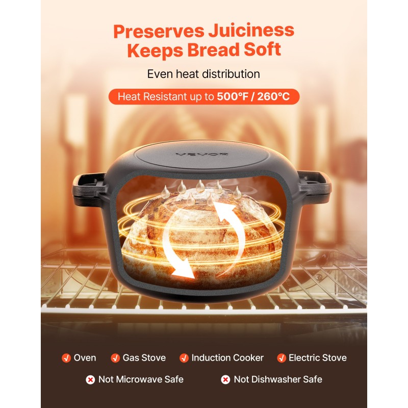 Valurautainen leipäpata 4,73 litraa kaksiosainen kannella esikäsitelty