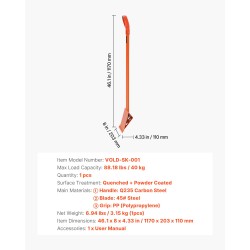Huopakaton irrotuslapio teräs 8 tuuman terä 1170 mm kevyt D-kahvalla