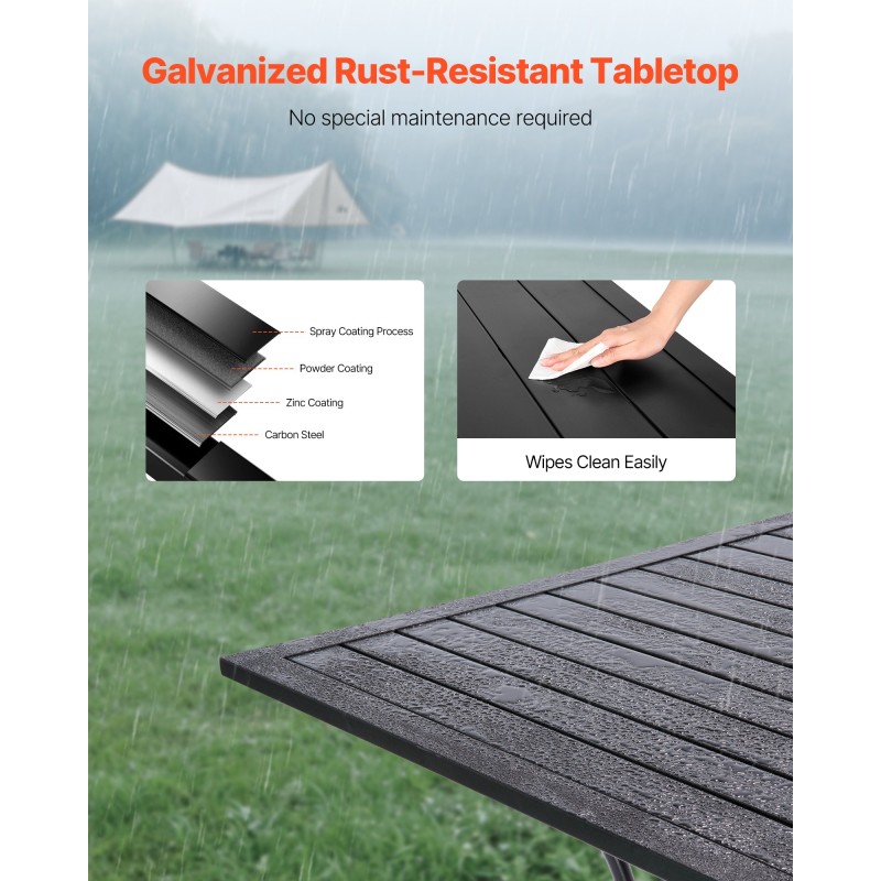 Terassipöytä neliönmuotoinen 94 cm hiiliteräs jauhemaalattu musta varjoaukko 38 mm