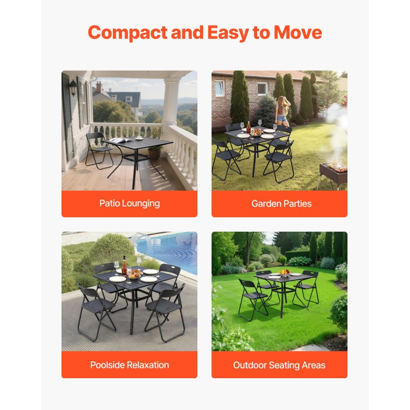 Terassipöytä neliönmuotoinen 94 cm hiiliteräs jauhemaalattu musta varjoaukko 38 mm