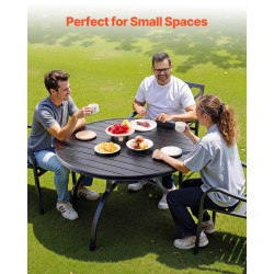 Pyöreä ulkoruokapöytä 120 cm hiiliteräs musta varjoaukko 38 mm