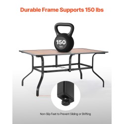 Suorakaiteen ulkoruokapöytä 150 cm jauhemaalattu hiiliteräsrunko DPC-levykansi 4–6 hengelle