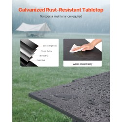 Jatkettava ulkoruokapöytä 800–1600 mm hiiliteräs ja alumiini tummanharmaa