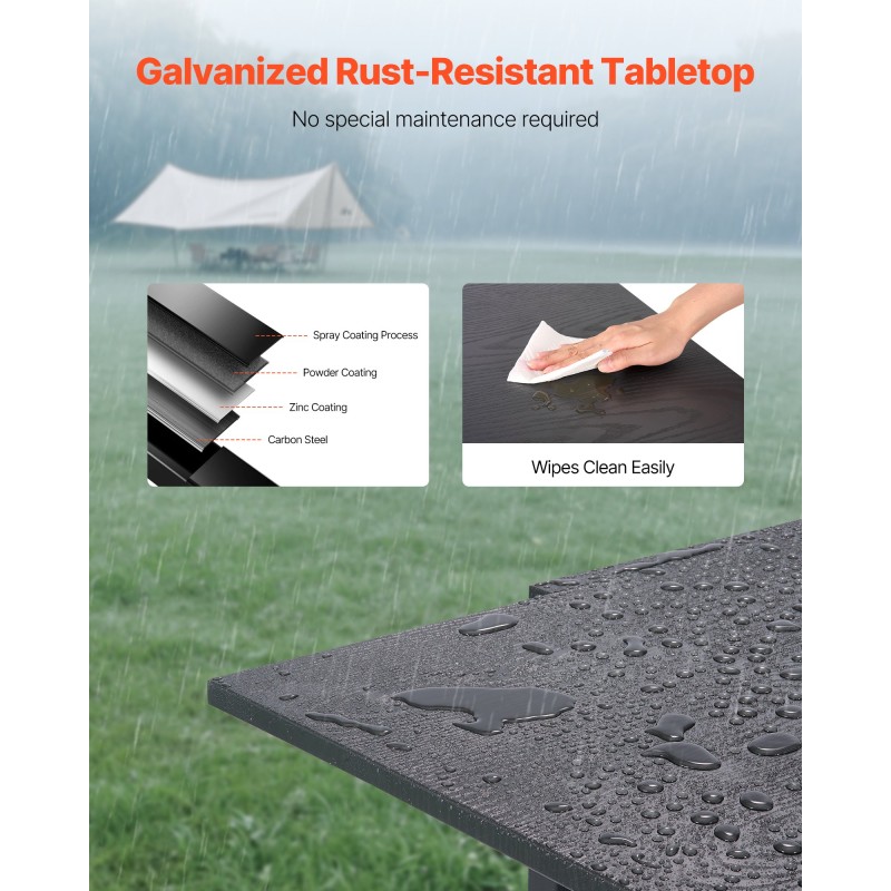 Jatkettava ulkoruokapöytä 800–1600 mm hiiliteräs ja alumiini tummanharmaa