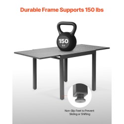 Jatkettava ulkoruokapöytä 800–1600 mm hiiliteräs ja alumiini tummanharmaa