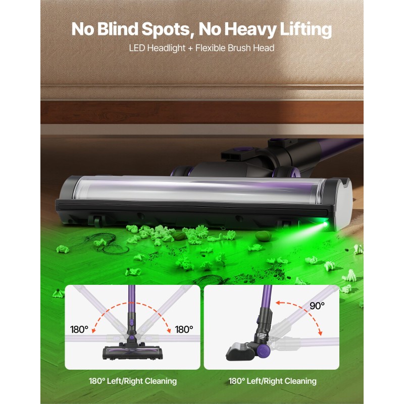 Johdoton varsi-imuri 150 wattia 25 kPa HEPA-suodatin 22,2 V 2000 mAh akku